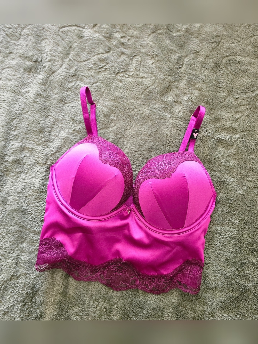 Victoria's Secret Bombshell Plunge Longline Corset Bra Top Raspberry Cooler
